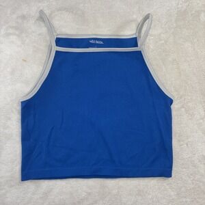 Wild Fable Size‎ Large Cropped Ribbed Tank Top Women's Blue With White Trim